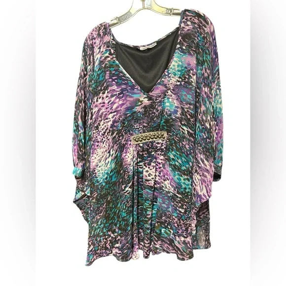Jennifer Lopez Purple and Blue Patterned Tunic - Picture 3 of 10